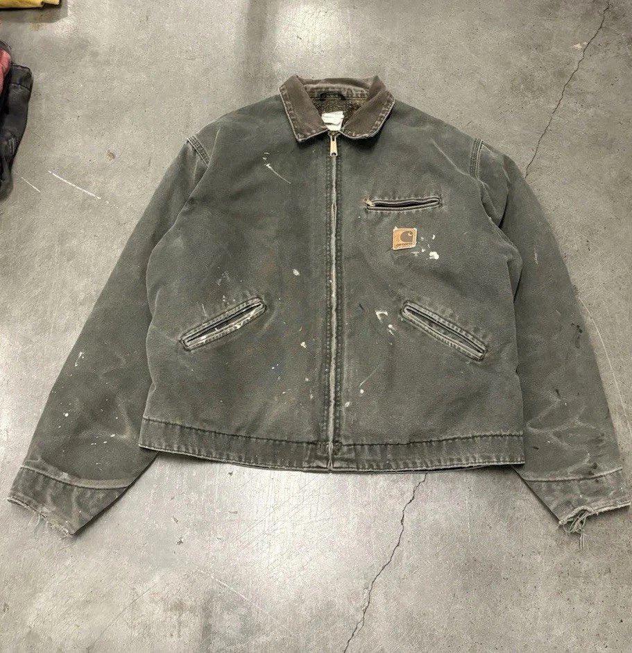 Vintage Distressed Green MOS Carhartt Men’s Detroit 90’s Big Patch Rare image 3