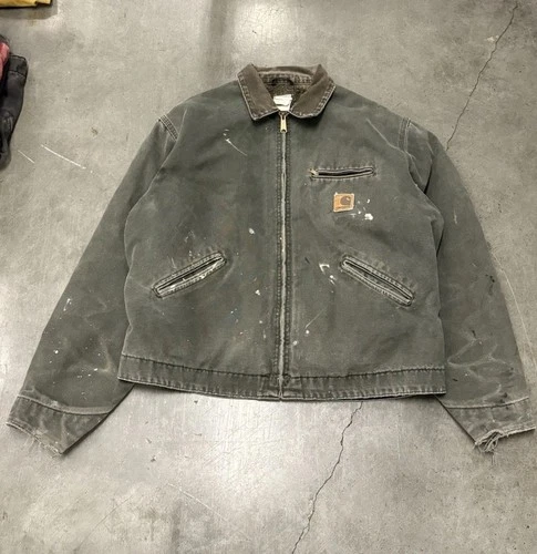 Vintage Distressed Green MOS Carhartt Men’s Detroit 90’s Big Patch Rare image 3