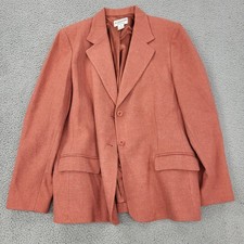 Pendleton Blazer Womens 18 Orange 100 Virgin Lambswool Button Long Sleeve