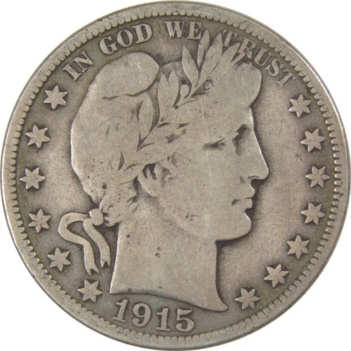 1915 D Barber Half Dollar VG Very Good Details Silver SKU:I22765