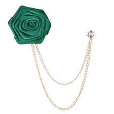 Rose Flower Brooch Pin Wedding Brooches for Men Blackish Green