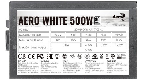 AeroCool Netzteil Aero White 80+ 500W Schwarz - Bild 7 von 10