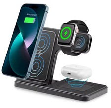 3 In 1 Magnetic Wireless Charger Stand 15W Fast Charging Dock Station