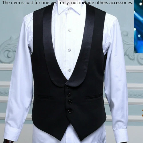 Hombres Traje Formal Chaleco Chaleco Chaqueta Chal Cuello Top Boda Fiesta Disfraz - Imagen 2 de 9