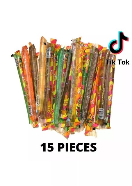 Tik Tok Fruit Flavored Jelly Straws Sticks 15 Assorted Candy Sample Tiktok Abc For Sale Online