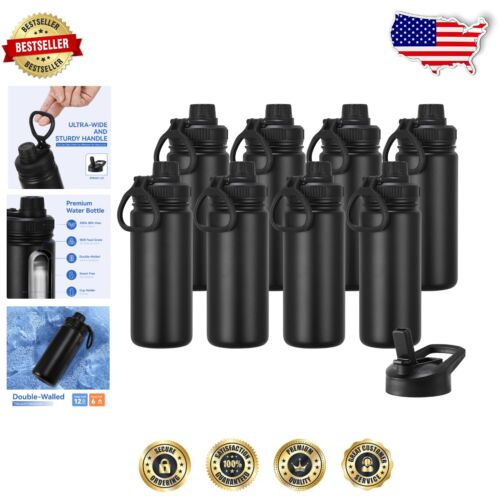 16 oz Kids Stainless Steel Water Bottle - Leakproof Insulated Design (Black)