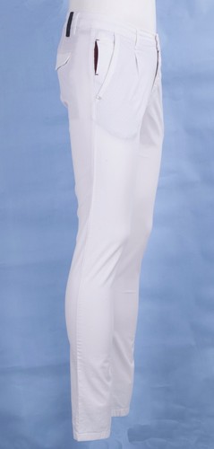 PANTALONE MORO CHINO con pence SLIM FIT COTONE STRETCH LEGGERO CON ZIP BIANCO - Foto 2 di 9