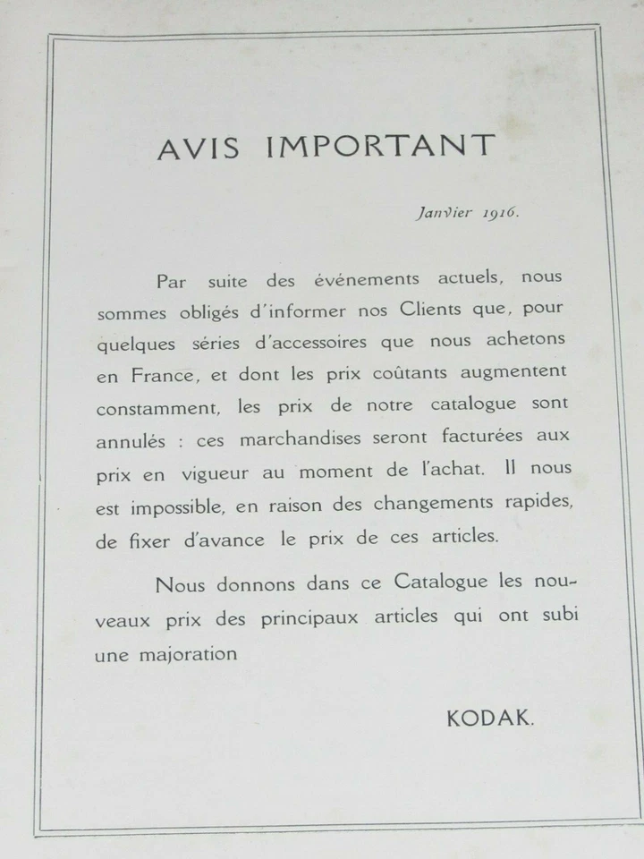 04F59 RARE ANCIEN CATALOGUE GÉNÉRAL APPAREILS PHOTOS KODAK DATE JANVIER 1916 - Photo 2/4