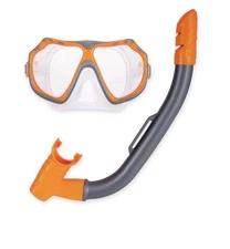 Dolfino Child Latex Free Swim Mask and Snorkel Set with Wideangle View, Orange