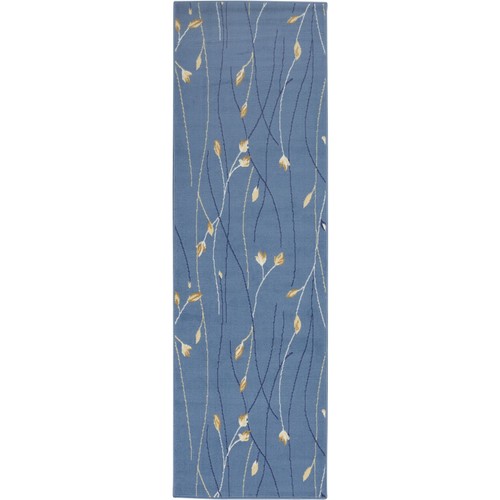 Grafix Transitional Botanical Light Blue 2'3" x 7'6" Area Rug, (8' Runner)