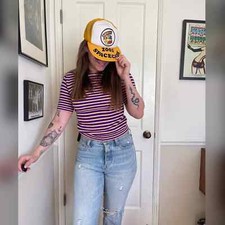 80s Vintage Pac-Man SnapBack Trucker Hat Yellow and White