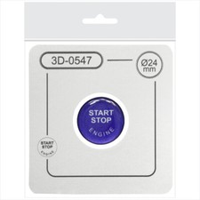 24 mm Blue Engine Start Stop Push Button Cap Cover 3D Domed Gel Sticker Repair