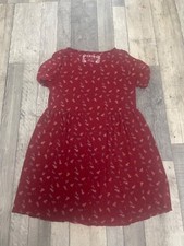ladies M&S indigo collection burgundy pattern stretchy short  dress size 10