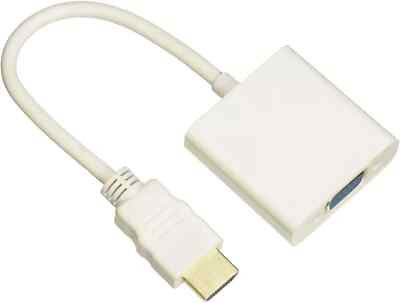 1080p QVS HDMI Male to VGA Female Video Cord Converter Adapter Cable White  NEW