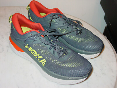 Hoka One One Bondi 7 Men\'s 11 Turbulence Chili Gray Red Max Cushion Running Shoe Hoka One One Bondi 7 Men Size 11 2E 1110530 TCHL Turbulence  main image 3
