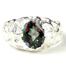 925 Sterling Silver Men's Nugget Ring, Mystic Fire Topaz, SR168