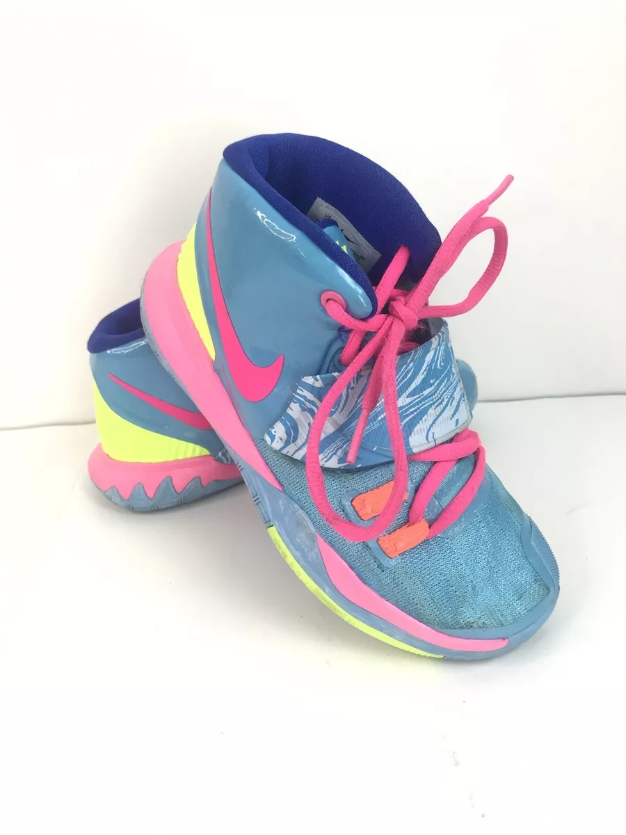Kids nike kyrie 6 athletic shoe neon Baltic Blue Hyper Pink Volt Size 1