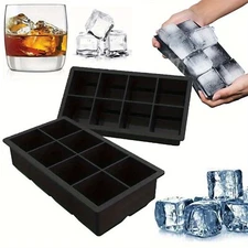 Large Ice Cube Molds 2 Pack, Silicone Ice Cube Tray for Freezer Whiskey