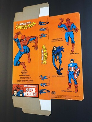 VTG Mego WGSH Spider-Man Box Flat 12'' Doll moc mib Marvel Avengers Capt America