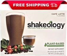 SHAKEOLOGY- CAFE' LATTE PACKETS- FREE SHIPPING- BEST BY 01/1/27 - FREE SHIPPING