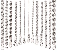 10k White Gold 1mm-12mm Solid D/Cut Rope Chain Necklace Bracelet Size 7"-30"