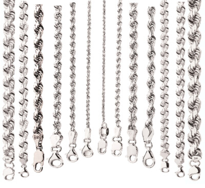 #ad #ad 10k White Gold 1mm 12mm Solid D Cut Rope Chain Necklace Bracelet Size 7quot; 30quot; $3685.95