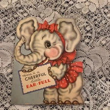 Vintage Greeting Card Get Well Elephant Girl Dressed Up