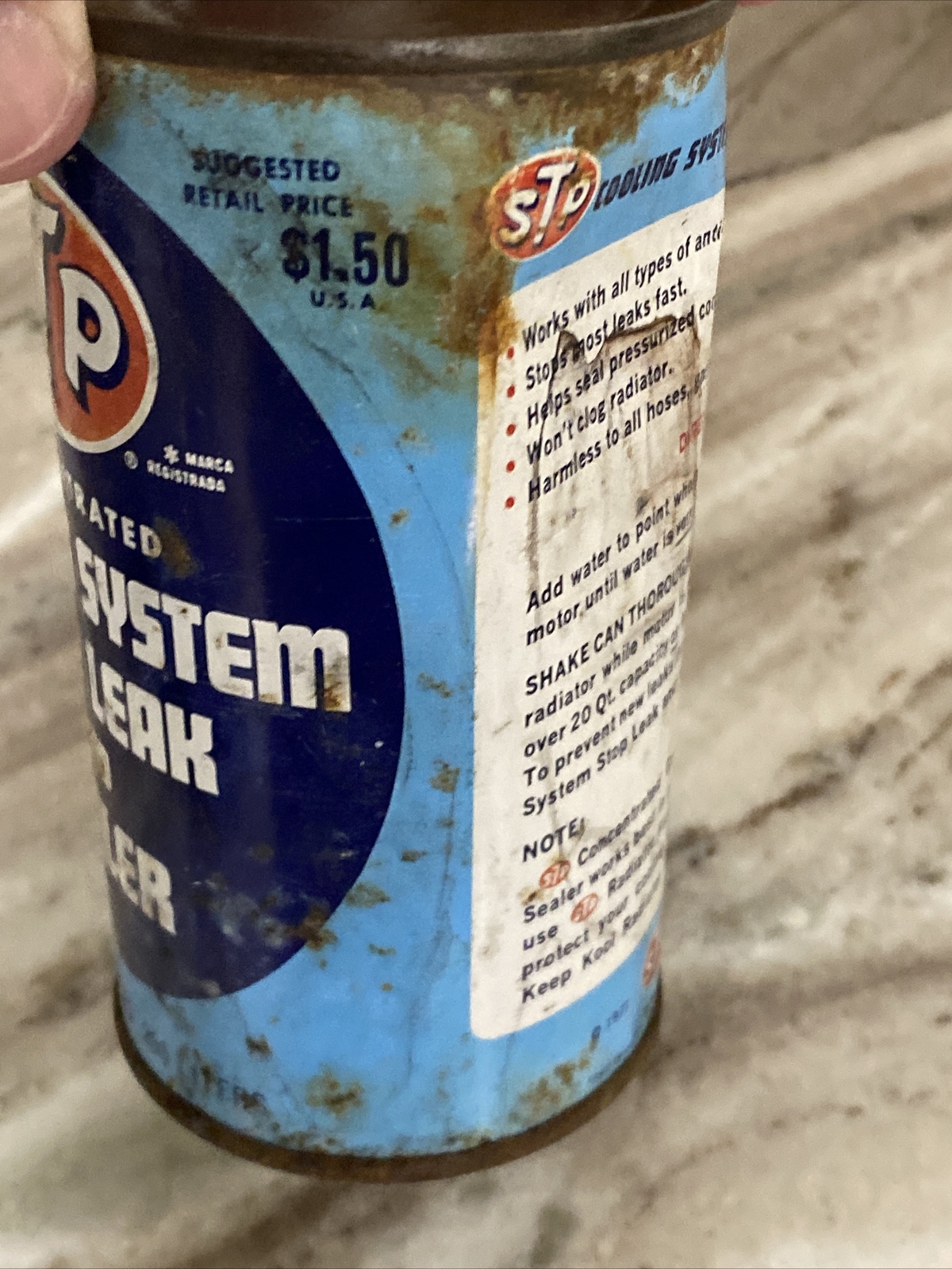 Vtg STP 1971 Cooling System Stop Leak Oil Tin 1 Pint Full Unopened Auto