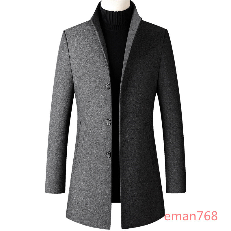 Mens Stand collar Trench Coat Jacket Single Breasted Outwear Mens Stand collar Trench Coat Jacket Single Breasted Outwear