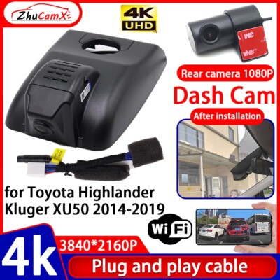 Plug and Play 4K DVR Dash Cam Camera for Toyota Highlander Kluger XU50 2014-2019