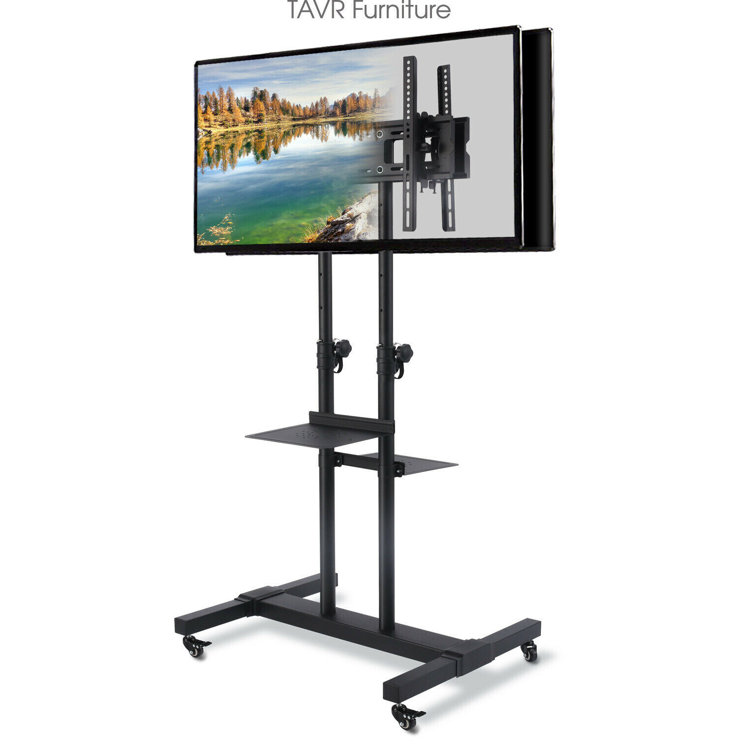Dual Rolling TV Cart with adjustable mount for 32-70 inch TV