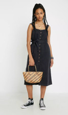Urban Outfitters Cordelia Black Denim Midi Dress Size S BNWT FREE P&P