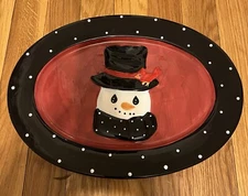 Precious Moments SNOW MUCH FUN Snowman Christmas Ceramic Serving Platter 171473