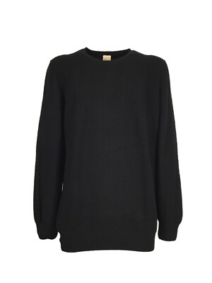 H953 Men's Sponge Effect Black Crewneck Shirt Art HS3166 MADE IN ITALY