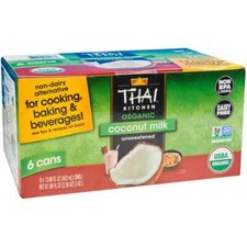 Organic Unsweetened Coconut Milk by Thai Kitchen 13.66 Fl Oz Pack of 6 
