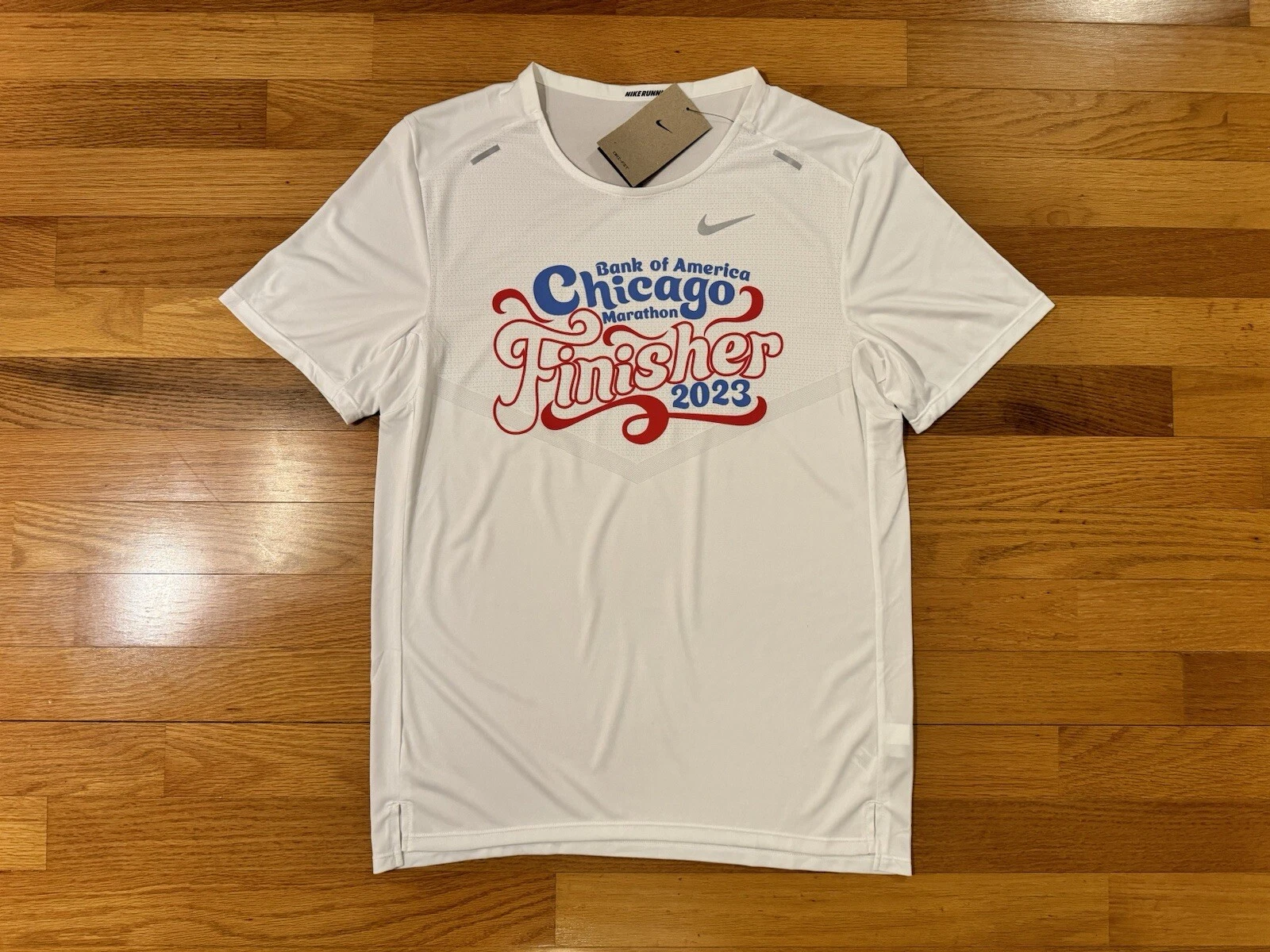 New S Nike Chicago Marathon 2023 Dri-Fit Finisher Running Shirt FD2690-100 Men