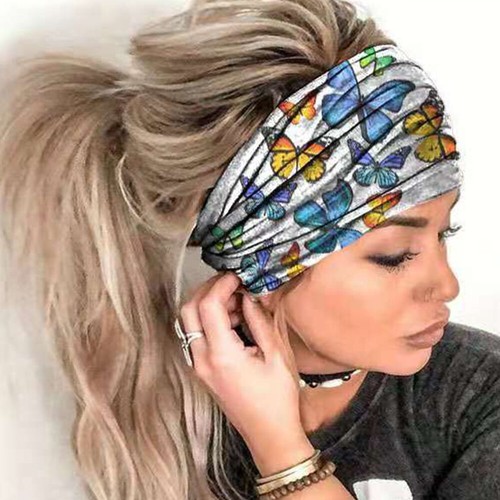 Women Elastic Yoga Bandana Headband Hair Band Wide Turban Sports Head
