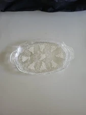 Vtg Anchor Hocking Grapes &Leaves Snack Plate Clear Glass 6.5" x 11" Replacement