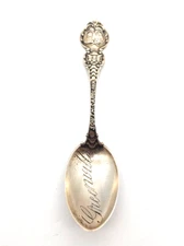 Mechanics Sterling Silver Greenville S.C. Souvenir Spoon State Seal Eagle Crest