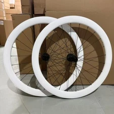 MEROCA 50mm Carbon Road Wheelset Clincher 700C Disc Brake Wheels Thru-Axle WHITE