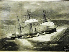 BRITISH IRON CLAD "CAPTAIN" CAPE FINISTERRE 1870 Antique Print Matted