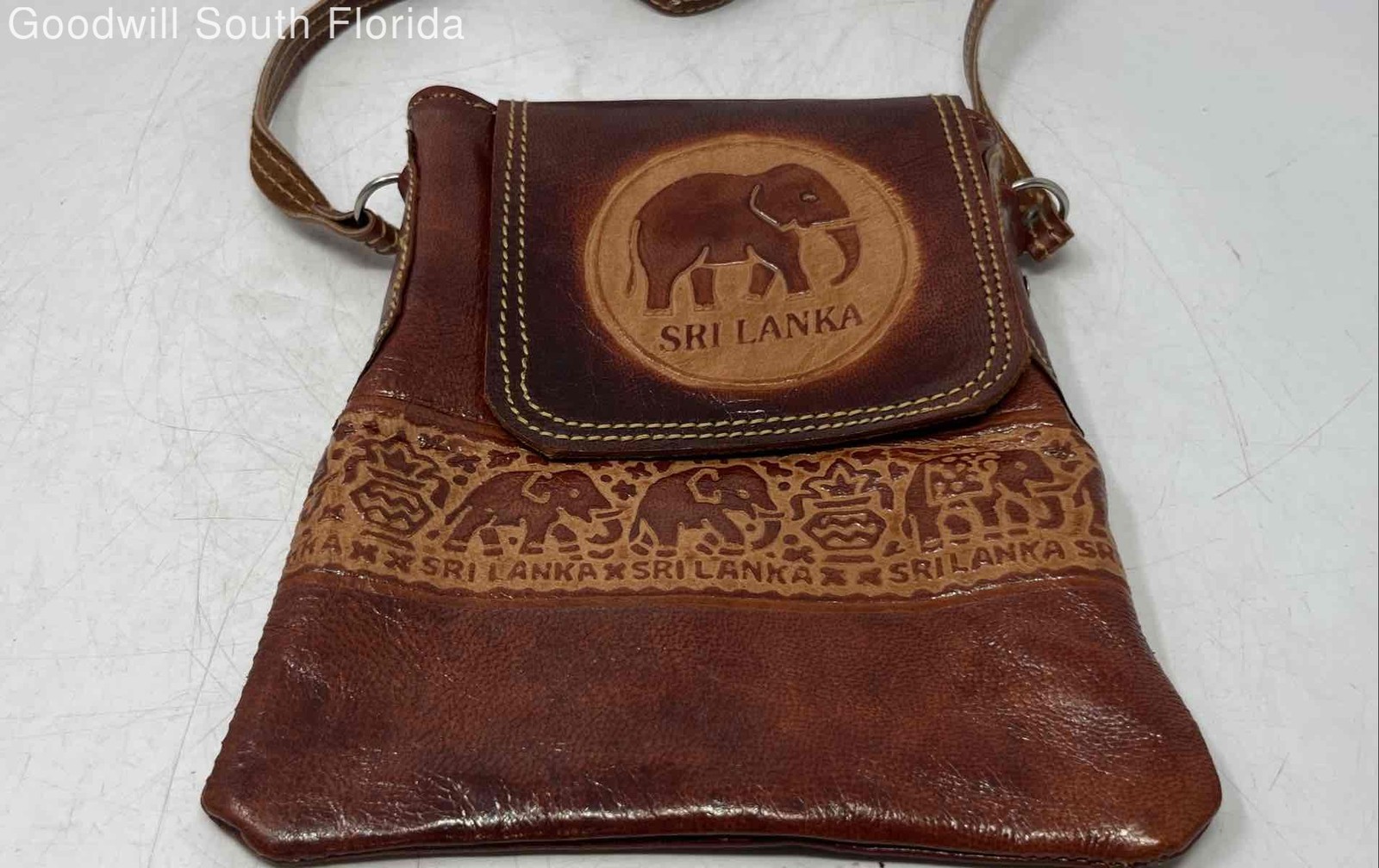 Womens Brown Leather Animal Print Lightweight Detachable Strap Crossbody Bag