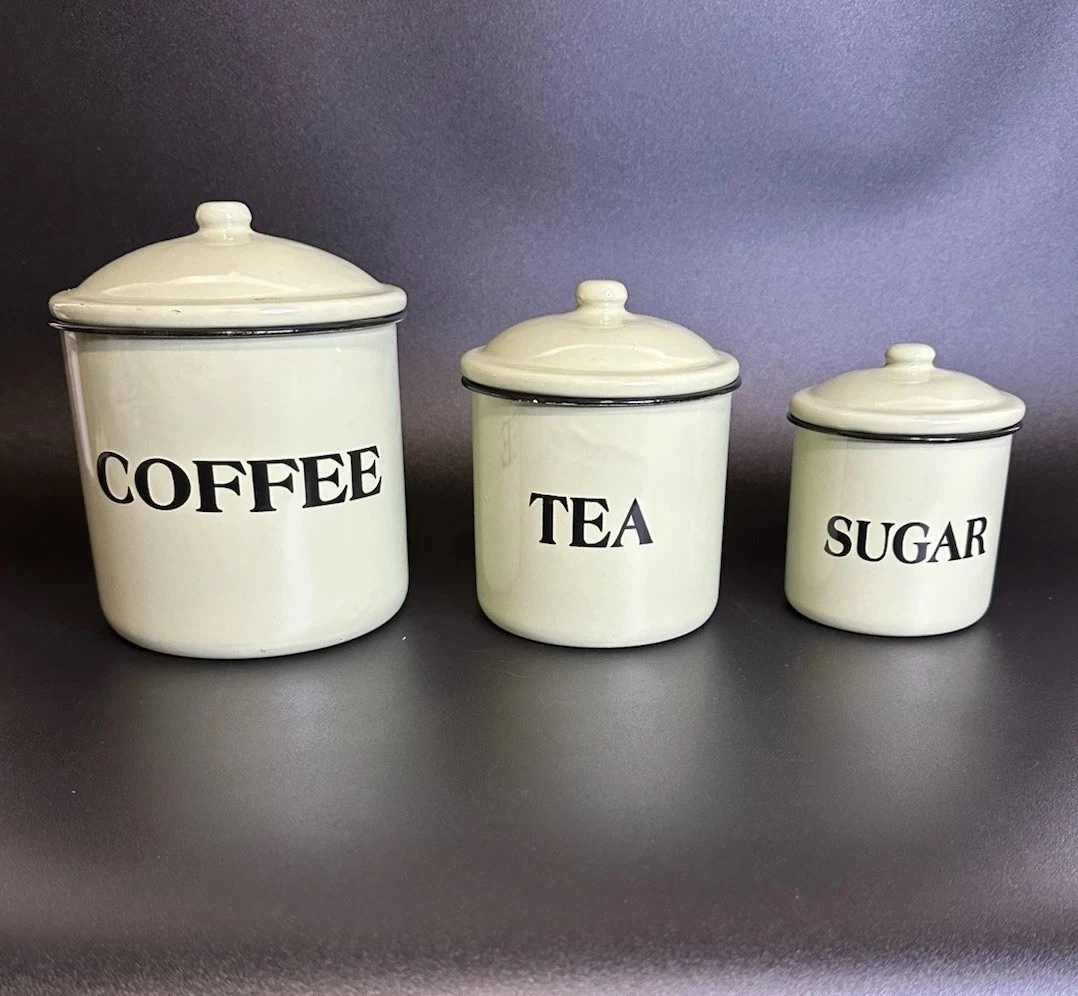 Enamelware Canister Indiana Collectible Metal Kitchen Canisters