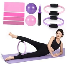  Pilates Ring Circle and Pilates Ball Set, 12 Pink & Purple Ring Circle
