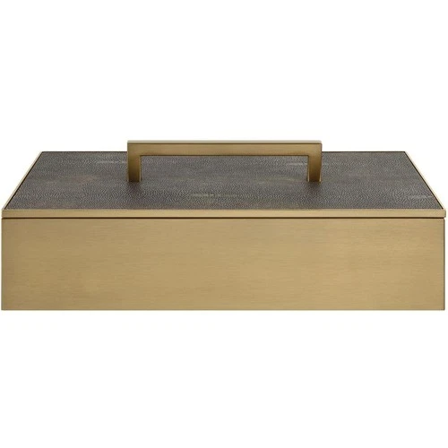 Uttermost 18111 Wessex 14 inch Classic Brass and Gray Faux Shagreen Box - Picture 1 of 9