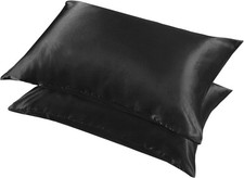 Satin Pillowcase Queen Size for Hair and Skin, Black Silk Satin Pillowcases Set