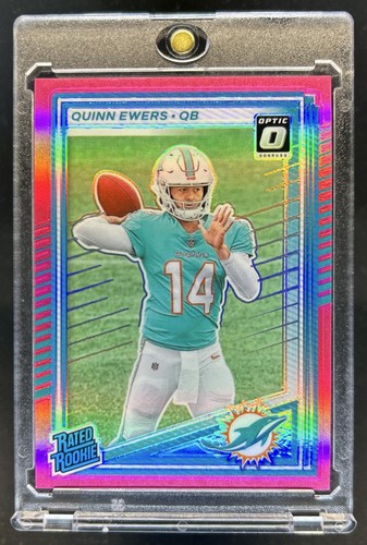 2025 Panini Donruss Quinn Ewers Optic Rated Rookie Preview Pink RC #342 Dolphins