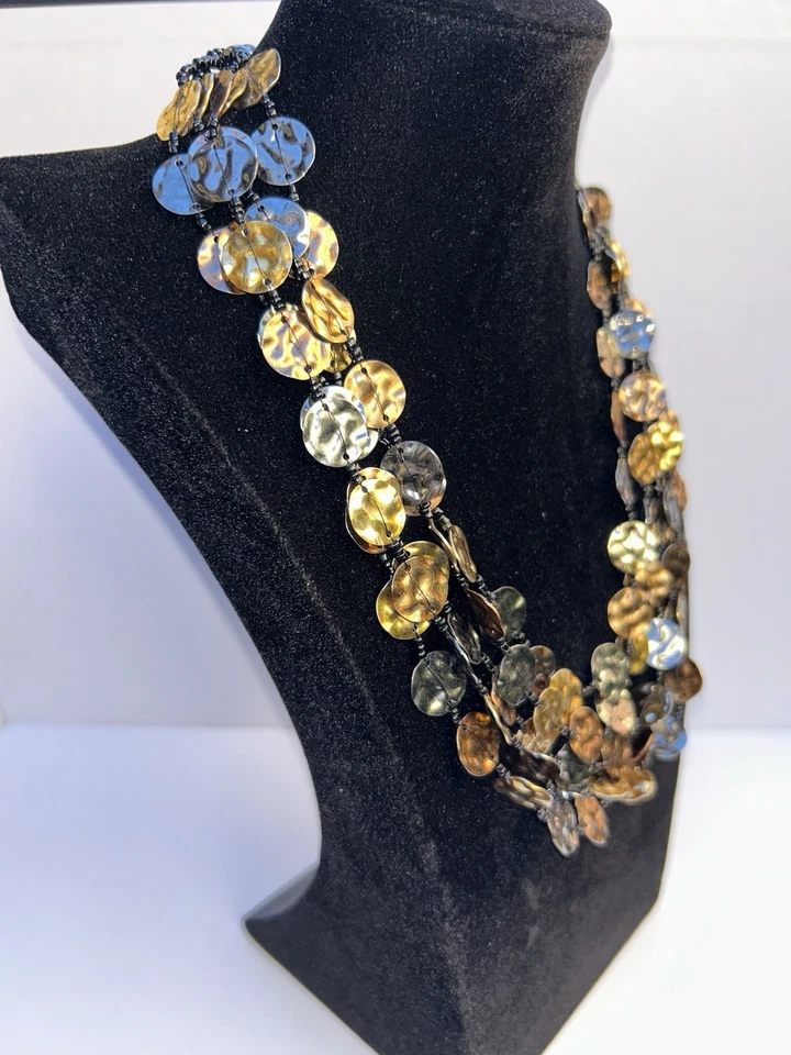 Collar Chico’s 5 hebras multicolor concha disco llamativo - estilo boho en capas Foto 3 de 4