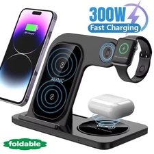 300W Fast Wireless Charger Stand Pad Foldable Fast Charging Station Dock for Iph