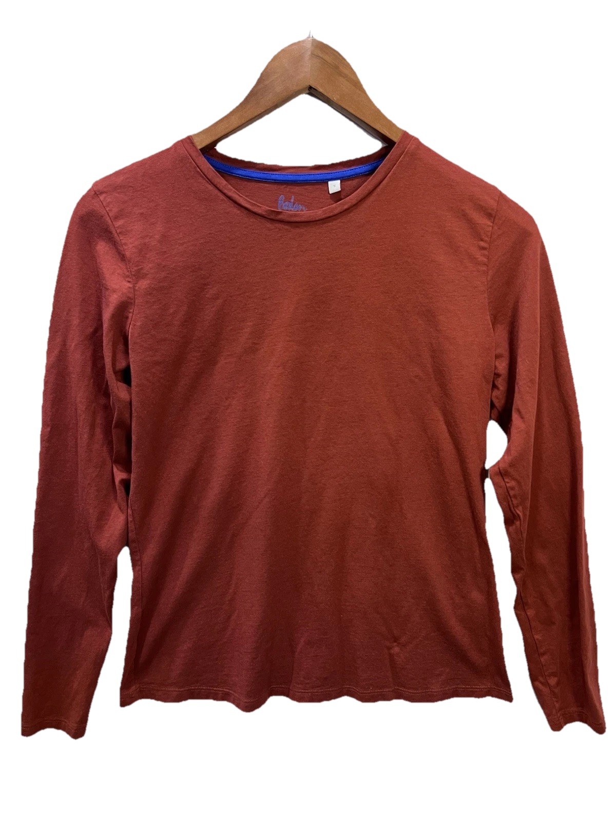 Boden Long Sleeve Crew Neck Shirt Color Rust Brown Cotton Women’s Size Small